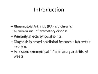 Comprehensive Rheum Panel Comprehensive Diagnosis of Rheumatoid Arthritis: Clinical, Laboratory ...