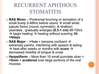 Major Ras Diagnosis of ulcerative, vesicular and bullous lesion | PPTX