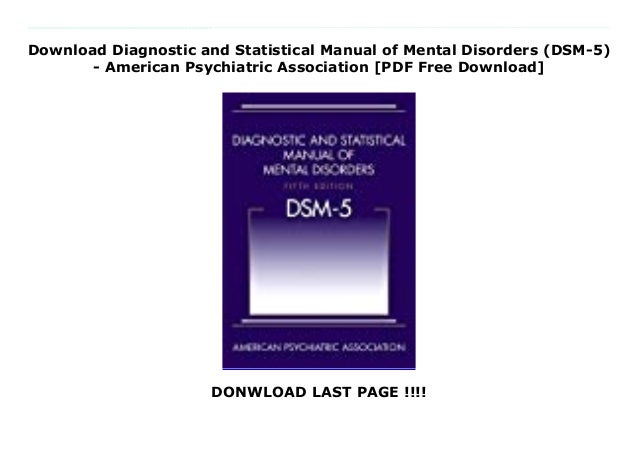 Free pDF Diagnostic and Statistical Manual of Mental