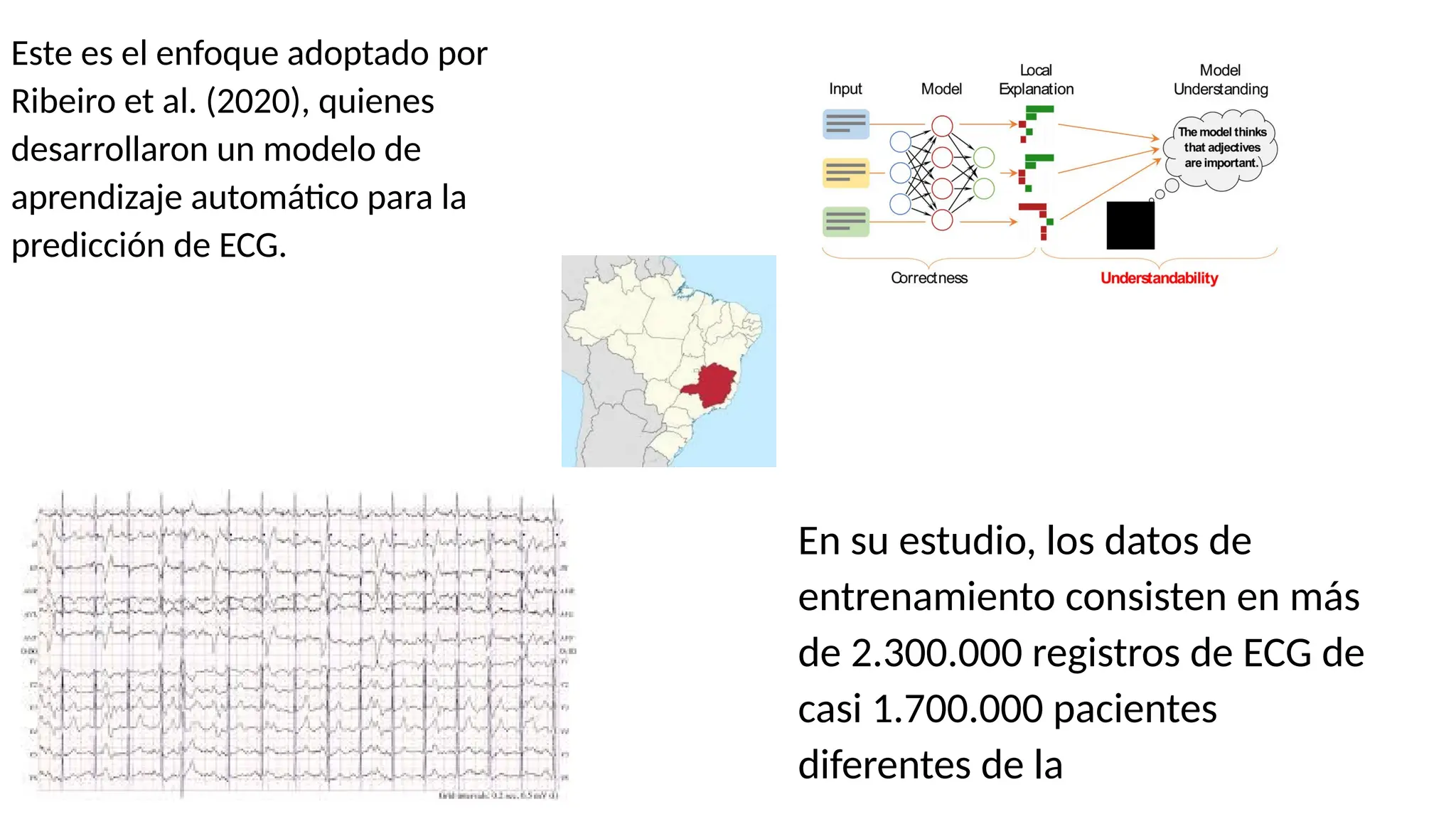 Este es el enfoque adoptado por
Ribeiro et al. (2020), quienes
desarrollaron un modelo de
aprendizaje automático para la
predicción de ECG.
En su estudio, los datos de
entrenamiento consisten en más
de 2.300.000 registros de ECG de
casi 1.700.000 pacientes
diferentes de la
 