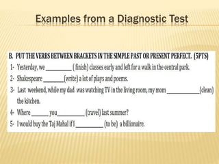 Examples from a Diagnostic Test
 