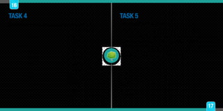 ______the book
______a letter
______to school
______your lesson
______the race
______drums
______a question
______a picture
______English
______to the radio
a. ask
b. listen to
c. go
d. draw
a. In x 3
b. Over
c. By
d. At
e. Next to
f. On
g. Of
h. Under
e. play
f. speak
g. read
h. write
i. study
j. run
16
17
TASK 4 TASK 5
Choose the right verb to complete the expression Fill in the correct prepositions
Yesterday I was _____ the kitchen, when a mouse came ____ and he
accidentally run _____ my cat, Snow. Snow took the mouse ____ his
tail and started looking _____ him. How crazy was that! I was certainly
confused, but, well…I live ____ New York, _____ to a rubbish dump.
My apartment is ____ the first floor and my daughter always leaves a
big piece ____ cheese _____the kitchen’s table.
 