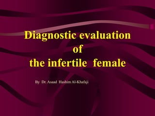 Diagnostic evaluation
of
the infertile female
By Dr. Asaad Hashim Al-Khafaji
 