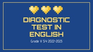 DIAGNOSTIC
TEST IN
ENGLISH
Grade V SY 2022-2023
 