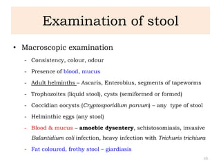 Stool Cyst Diagnostic methods in intestsinal parasites | PPTX