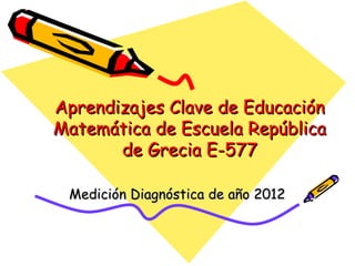 Aprendizajes Clave de Educación
Matemática de Escuela República
       de Grecia E-577

 Medición Diagnóstica de año 2012
 