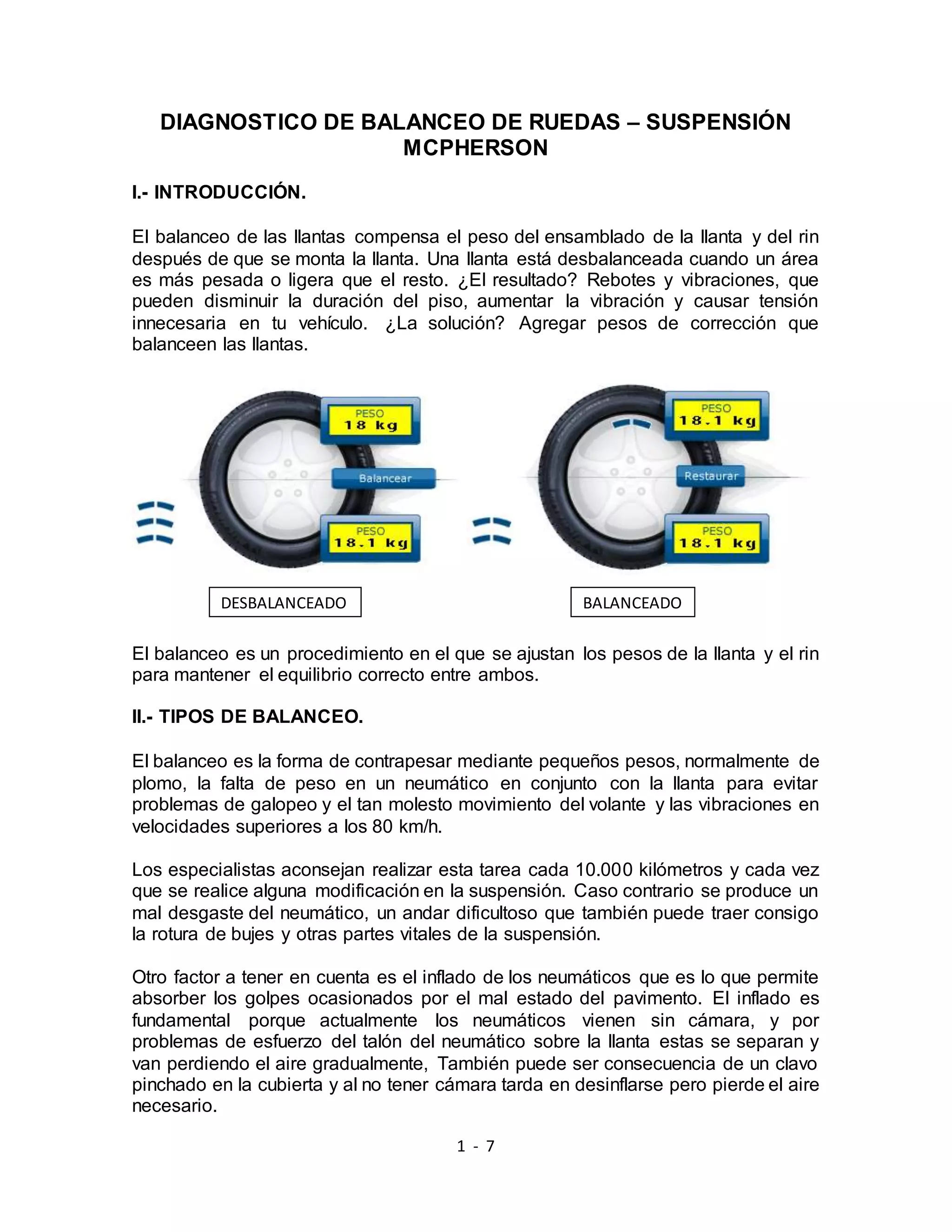 Diagnostico de balanceo de ruedas | DOCX
