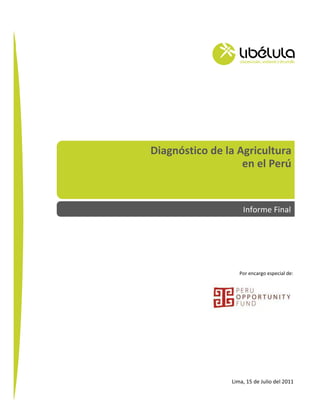 Diagnóstico de la Agricultura en el Perú – Informe Final
1
Por encargo especial de:
Diagnóstico de la Agricultura
en el Perú
Informe Final
Lima, 15 de Julio del 2011
 