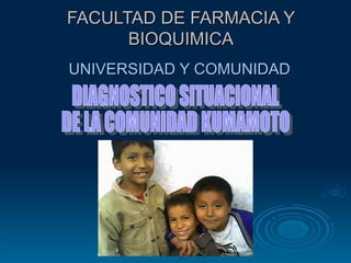 FACULTAD DE FARMACIA Y BIOQUIMICA UNIVERSIDAD Y COMUNIDAD DIAGNOSTICO SITUACIONAL  DE LA COMUNIDAD KUMAMOTO 