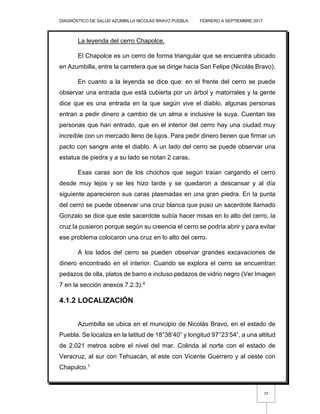 Diagnostico de salud Azumbilla de Nicolas Bravo Puebla