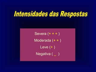 Severa (+ + + )
Moderada (+ + )
   Leve (+ )
Negativa ( _ )
 