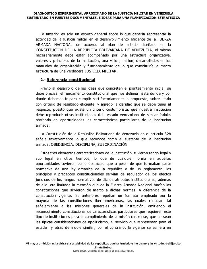 Diagnostico experimental aproximado de la justica militar 