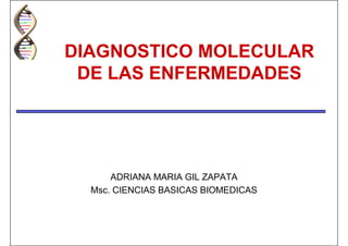 DIAGNOSTICO MOLECULAR
 DE LAS ENFERMEDADES




      ADRIANA MARIA GIL ZAPATA
  Msc. CIENCIAS BASICAS BIOMEDICAS
 
