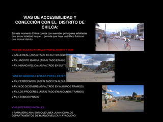 SISTEMA VIAL MICRO REGIONALVía ExpresaVías InterdistritalesSISTEMA VIAL INTER URBANO Sistema Vial Principal -Vías principales  -Vías colectoras principales.  - Vías colectoras secundariasSistema Vial Secundario -Vías locales  -Vías peatonalesC.- J. SEGÚN ELPLAN DE DESARROLLO URBANO (HUANCAYO)ESTADO ACTUAL DEL SISTEMA VIAL SEGUN EL PLAN DE DESARROLLO URBANO.A. VIA EXPRESAEsta en el extremo Oeste de la ciudad, su ancho de 50.00 ml. B. VÍAS INTERDISTRITALES 