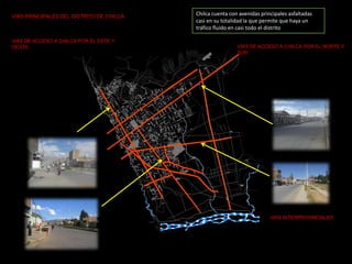 AV. HUANCAVELICA.(ASFALTADO EN SU TOTALIDAD)VIAS DE ACCESO A CHILCA POR EL ESTE Y OESTEAV. FERROCARRIL.(ASFALTADO EN ALGUNOS TRAMOS)