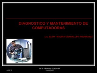 04/29/10 LIC. ELIDA MALINA GUADALUPE RODRIGUEZ DIAGNOSTICO Y MANTENIMIENTO DE COMPUTADORAS Lic. ELIDA  MALINA GUADALUPE RODRIGUEZ 