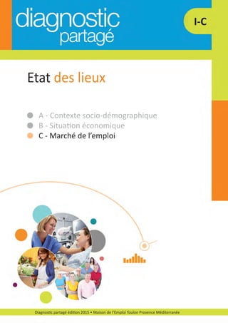 Diagnostic partagé édition 2015 • Maison de l’Emploi Toulon Provence Méditerranée
I­C
A ­ Contexte socio­démographique
B ­ Situation économique
C ­ Marché de l’emploi
Etat des lieux
diagnostic partage-2015_Mise en page 1 10/03/16 17:43 Page16
 