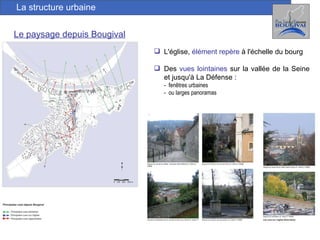 La structure urbaine Le paysage depuis Bougival L'église,  élément repère  à l'échelle du bourg Des  vues lointaines  sur la vallée de la Seine et jusqu'à La Défense : -  fenêtres urbaines -  ou larges panoramas 