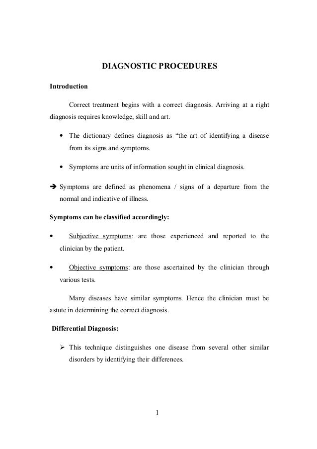 Diagnostic procedures