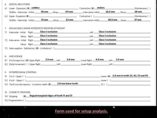 Form used for setup analysis.
 