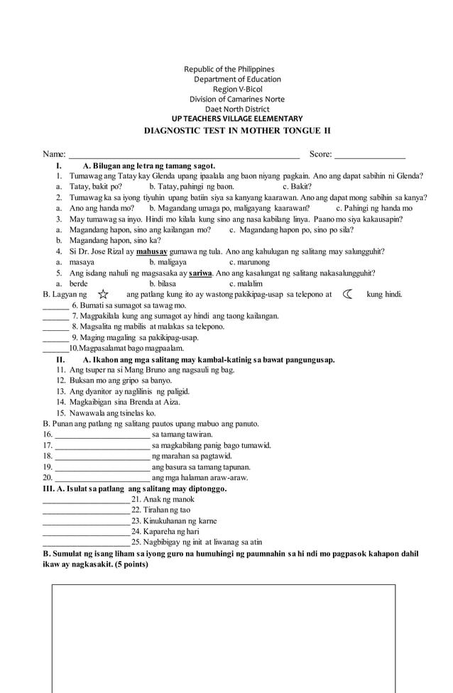 Diagnostic Test Grade 2