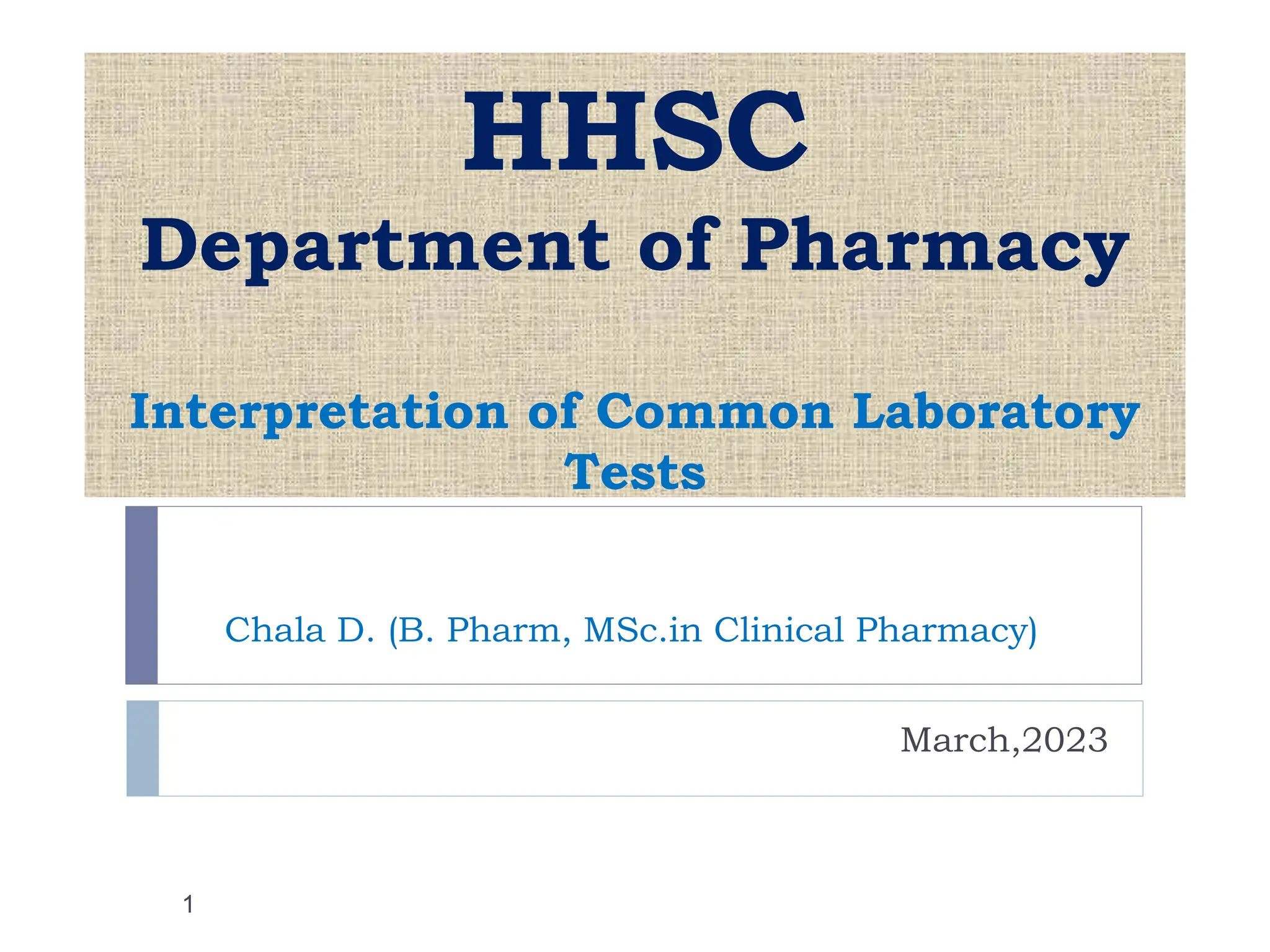 Diagnostic Tests. Interpretation of lab test PPT
