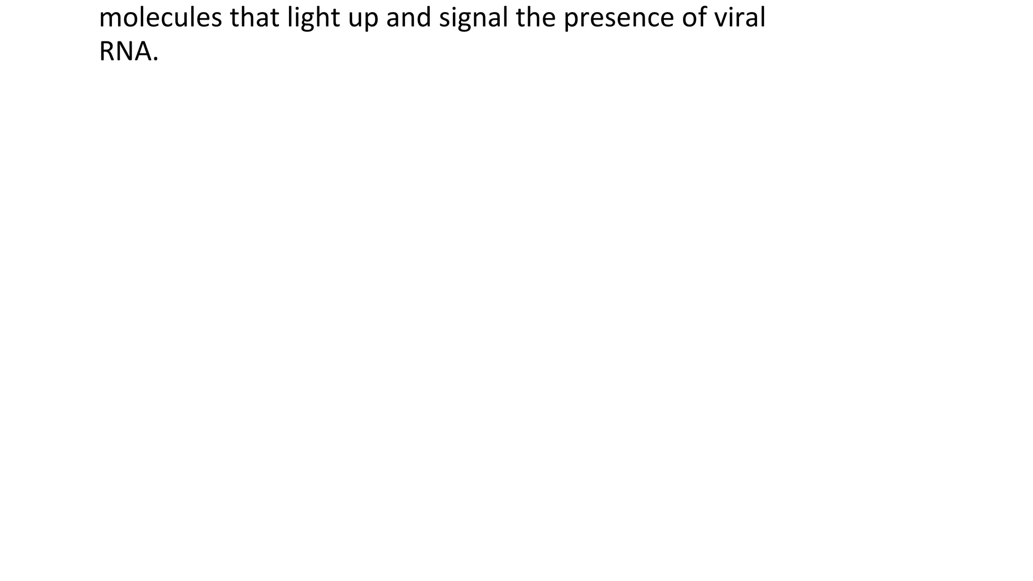 molecules that light up and signal the presence of viral
RNA.
 
