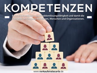 Musikalisch
Der Komponist
Sprachlich/
Verbal Logisch/
Mathematisch
Der RechnerDer Redner
Räumlich/
Visuell
Der Architekt
Kinästhetisch/
Physisch
Der Sportler
Naturkundlich
Der Entdecker
Intrapersonal
Der Selbstkritische
Interpersonal
Der sozial
Intelligente
Der kreative Erfinder
Schöpferisch
Die Arten von
INTELLIGENZ
nach Mark Vital
 