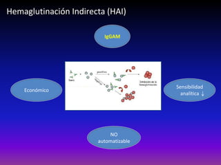 IgGAM
Hemaglutinación Indirecta (HAI)
Sensibilidad
analítica
Económico
NO
automatizable
 