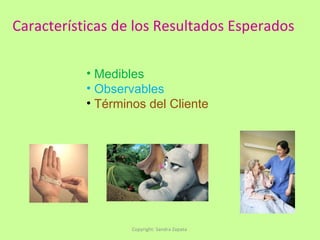 Características de los Resultados Esperados Copyright: Sandra Zapata  Medibles Observables Términos del Cliente 
