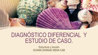 DIAGNÓSTICO DIFERENCIAL Y
ESTUDIO DE CASO.
Estructura y función
DOANN DANNAE MENA CAB
 