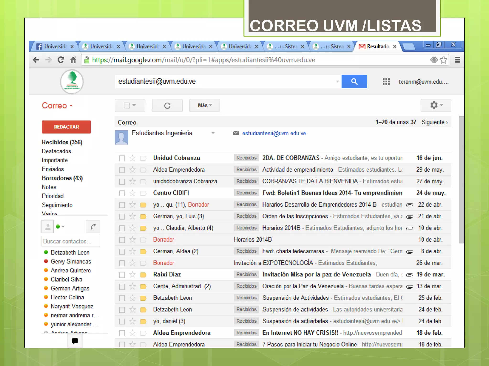 CORREO UVM /LISTAS
 