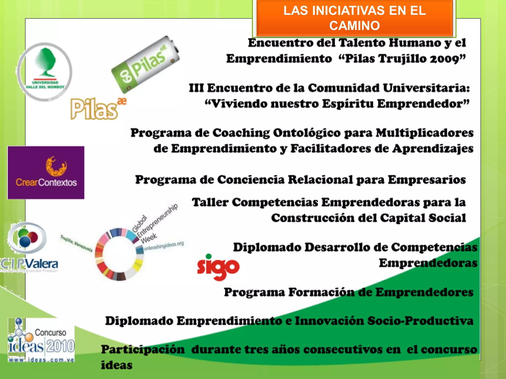 LAS INICIATIVAS EN EL
CAMINO
 