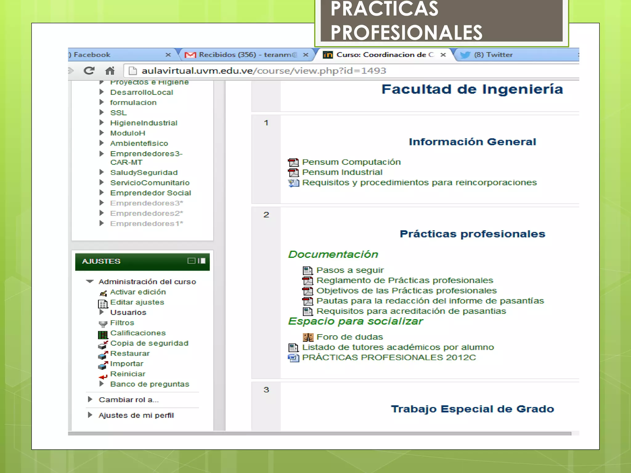 PRÁCTICAS
PROFESIONALES
 