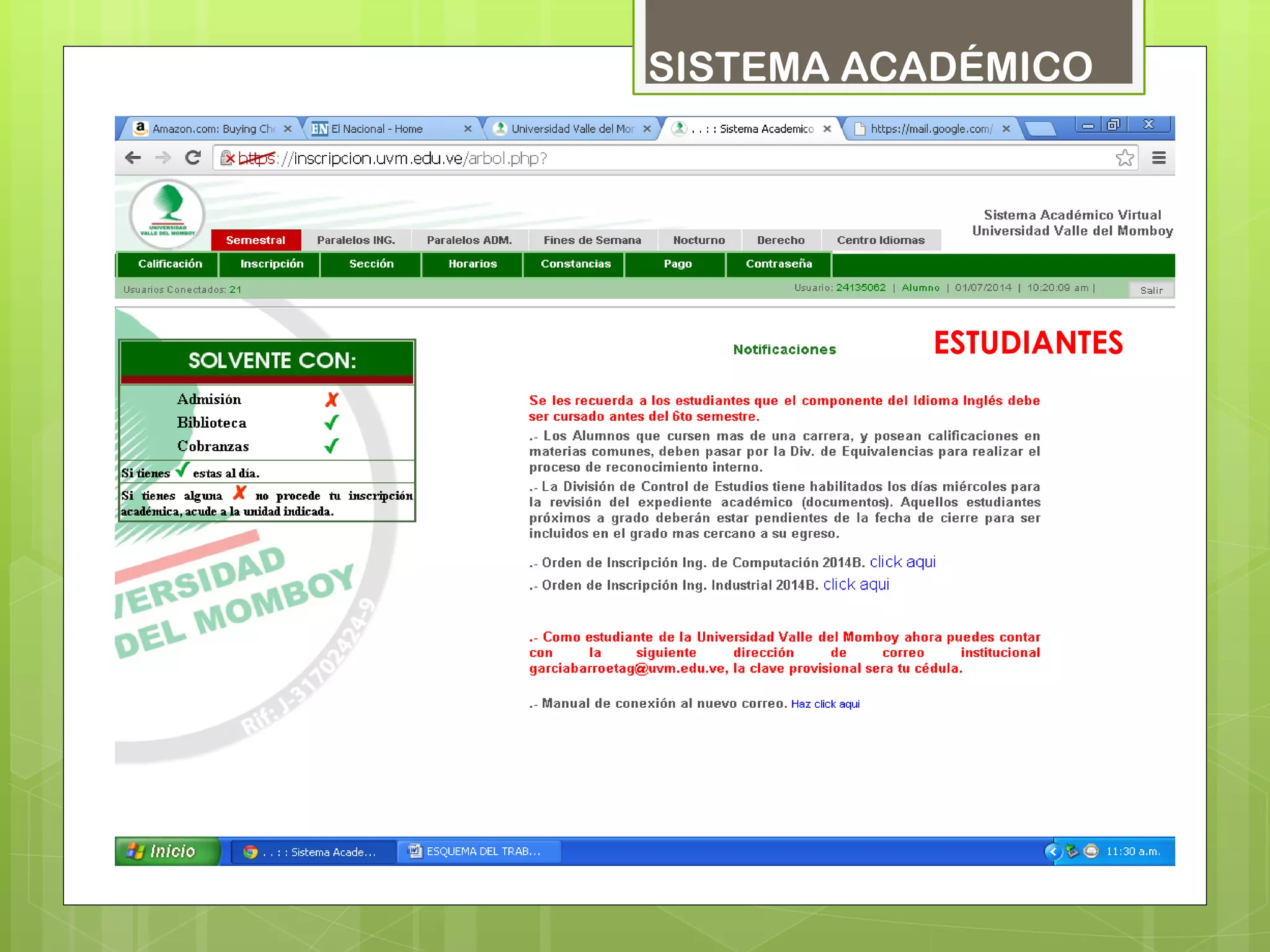 SISTEMA ACADÉMICO
ESTUDIANTES
 