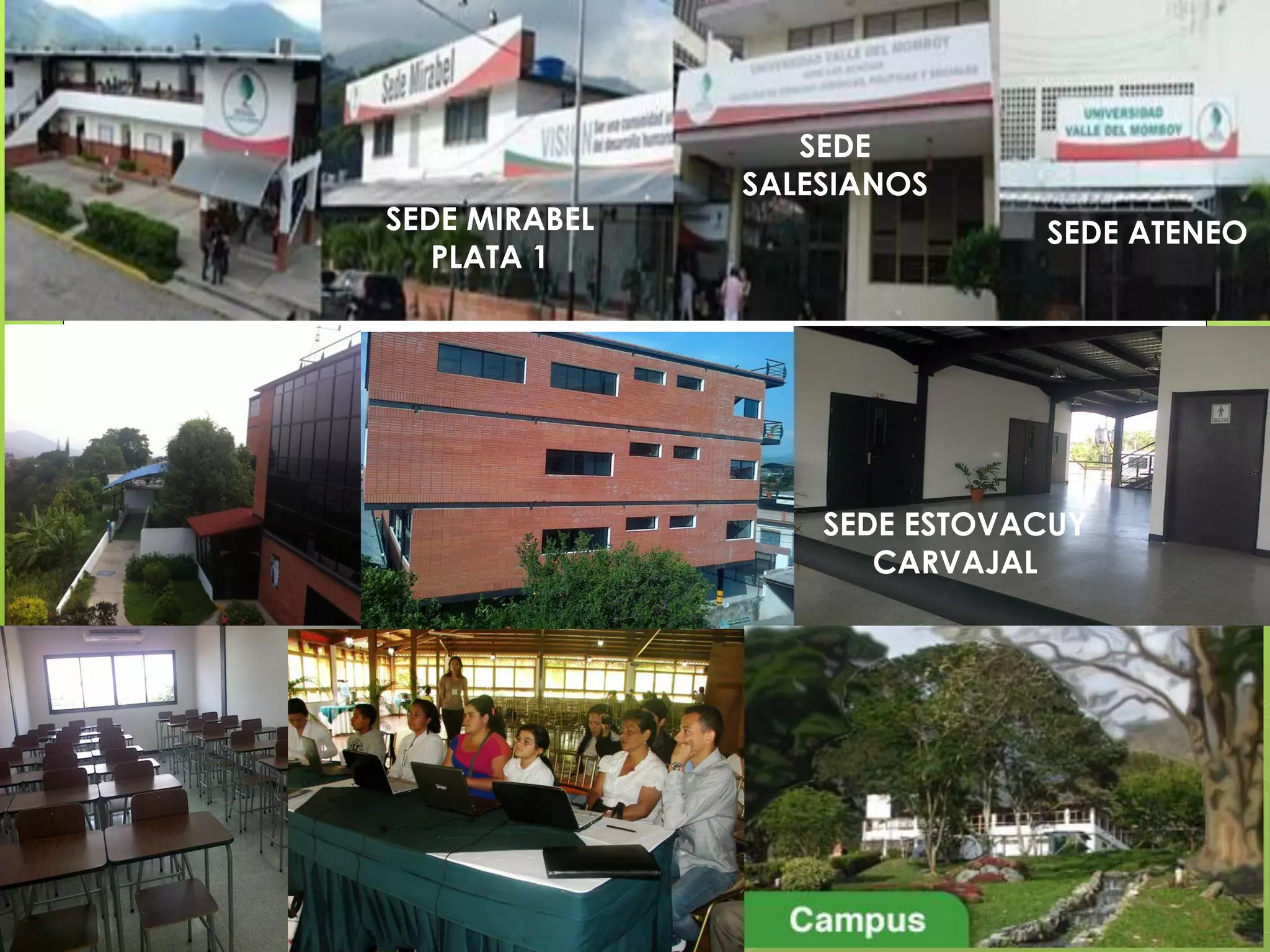 SEDE ESTOVACUY
CARVAJAL
SEDE MIRABEL
PLATA 1
SEDE ATENEO
SEDE
SALESIANOS
 