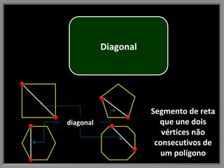 Segmento de reta que une dois vértices não consecutivos de um polígono diagonal Diagonal 