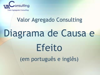 Valor Agregado Consulting
Diagrama de Causa e
Efeito
(em português e inglês)
 