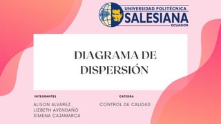 DIAGRAMA DE
DISPERSIÓN
ALISON ALVAREZ
LIZBETH AVENDAÑO
XIMENA CAJAMARCA
INTEGRANTES CATEDRA
CONTROL DE CALIDAD
 