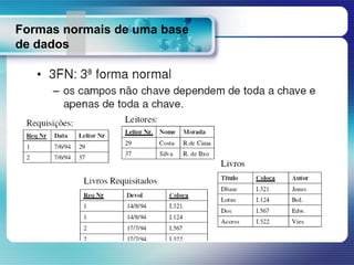 Formas normais de uma base
de dados
 