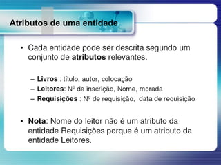 Atributos de uma entidade
 