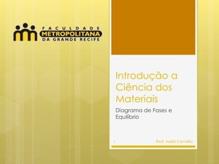 Introdução a
    Ciência dos
    Materiais
    Diagrama de Fases e
    Equilíbrio



1                Prof. André Carvalho
 
