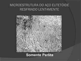 MICROESTRUTURA DO AÇO EUTETÓIDE
RESFRIADO LENTAMENTE

Somente Perlita
17

 
