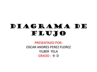 DIAGRAMA DE
   FLUJO
      PRESENTADO POR:
  OSCAR ANDRES PEREZ FLOREZ
         YILBER YELA
         GRADO : 9- D
 