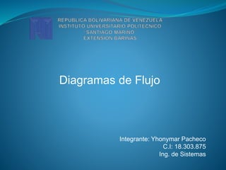 Diagramas de Flujo
Integrante: Yhonymar Pacheco
C.I: 18.303.875
Ing. de Sistemas
 