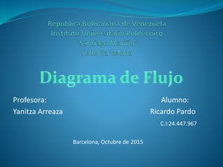 Profesora: Alumno:
Yanitza Arreaza Ricardo Pardo
C.I:24.447.967
Barcelona, Octubre de 2015
 