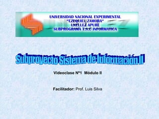 Videoclase Nº1 Módulo II



Facilitador: Prof. Luis Silva
 