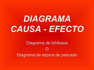 DIAGRAMA CAUSA - EFECTO Diagrama de Ishikawa O Diagrama de espina de pescado 