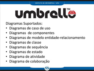 Diagramas Suportados:Diagramas de caso de uso