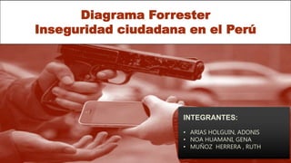 Diagrama Forrester
Inseguridad ciudadana en el Perú
INTEGRANTES:
• ARIAS HOLGUIN, ADONIS
• NOA HUAMANI, GENA
• MUÑOZ HERRERA , RUTH
 